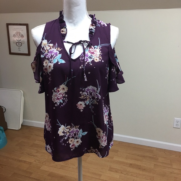 meraki Tops - Meraki Dark Plum Cold shoulder blouse size large